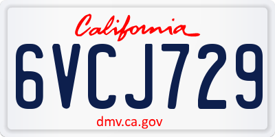 CA license plate 6VCJ729