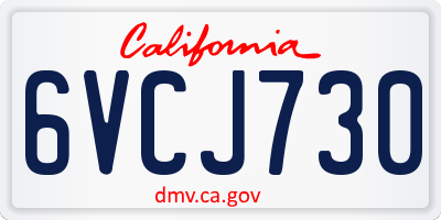 CA license plate 6VCJ730