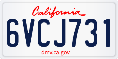 CA license plate 6VCJ731