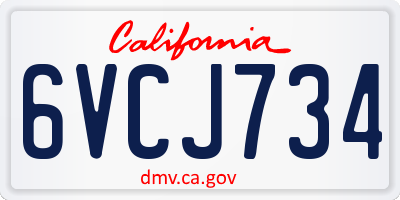 CA license plate 6VCJ734
