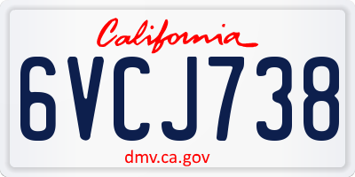 CA license plate 6VCJ738