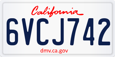 CA license plate 6VCJ742