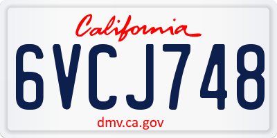 CA license plate 6VCJ748