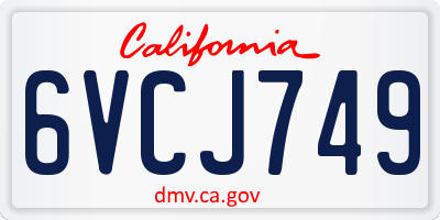 CA license plate 6VCJ749