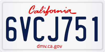 CA license plate 6VCJ751