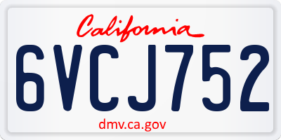 CA license plate 6VCJ752