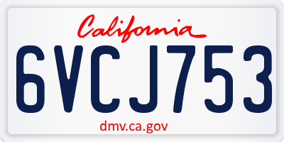 CA license plate 6VCJ753