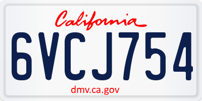 CA license plate 6VCJ754