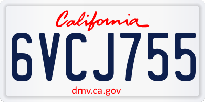 CA license plate 6VCJ755
