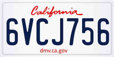 CA license plate 6VCJ756