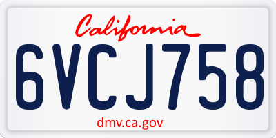 CA license plate 6VCJ758