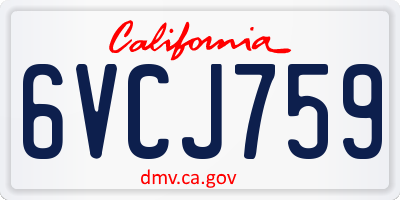 CA license plate 6VCJ759