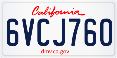 CA license plate 6VCJ760