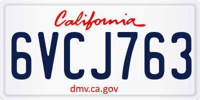 CA license plate 6VCJ763