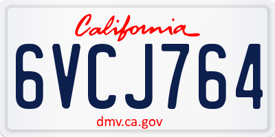 CA license plate 6VCJ764