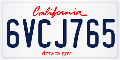 CA license plate 6VCJ765