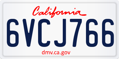 CA license plate 6VCJ766