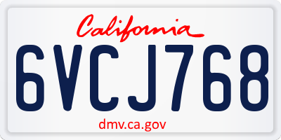 CA license plate 6VCJ768