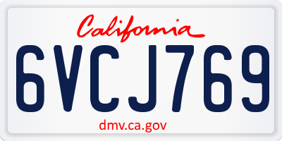 CA license plate 6VCJ769