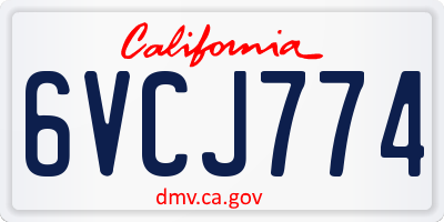 CA license plate 6VCJ774