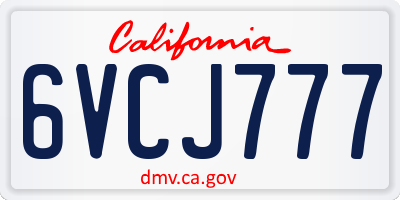 CA license plate 6VCJ777