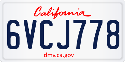 CA license plate 6VCJ778