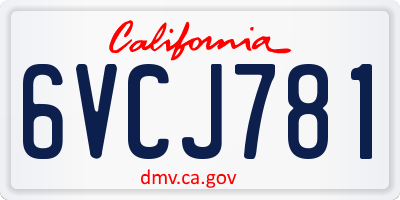 CA license plate 6VCJ781