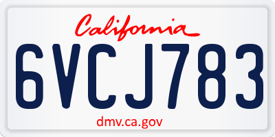 CA license plate 6VCJ783