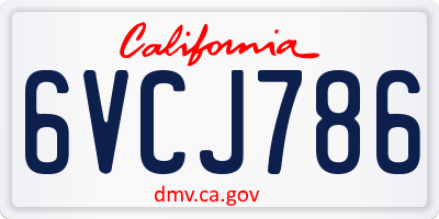 CA license plate 6VCJ786