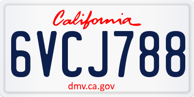 CA license plate 6VCJ788