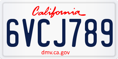 CA license plate 6VCJ789
