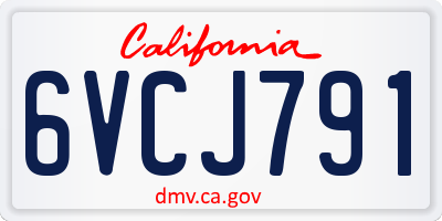 CA license plate 6VCJ791