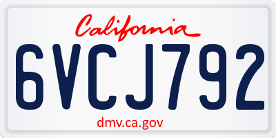 CA license plate 6VCJ792