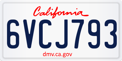 CA license plate 6VCJ793
