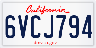 CA license plate 6VCJ794