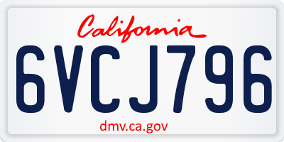 CA license plate 6VCJ796