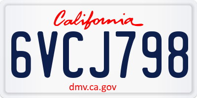 CA license plate 6VCJ798