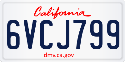 CA license plate 6VCJ799