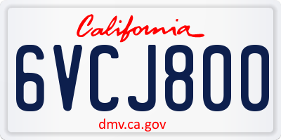 CA license plate 6VCJ800