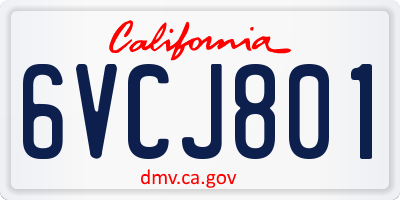 CA license plate 6VCJ801