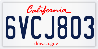 CA license plate 6VCJ803