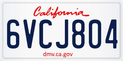 CA license plate 6VCJ804