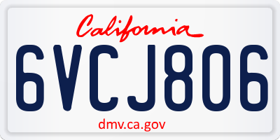 CA license plate 6VCJ806