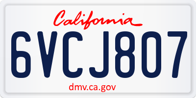 CA license plate 6VCJ807