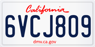 CA license plate 6VCJ809