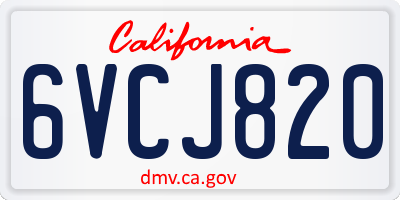 CA license plate 6VCJ820