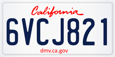 CA license plate 6VCJ821