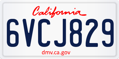 CA license plate 6VCJ829
