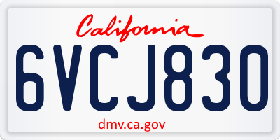 CA license plate 6VCJ830