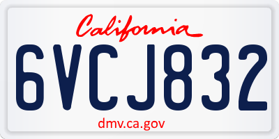 CA license plate 6VCJ832
